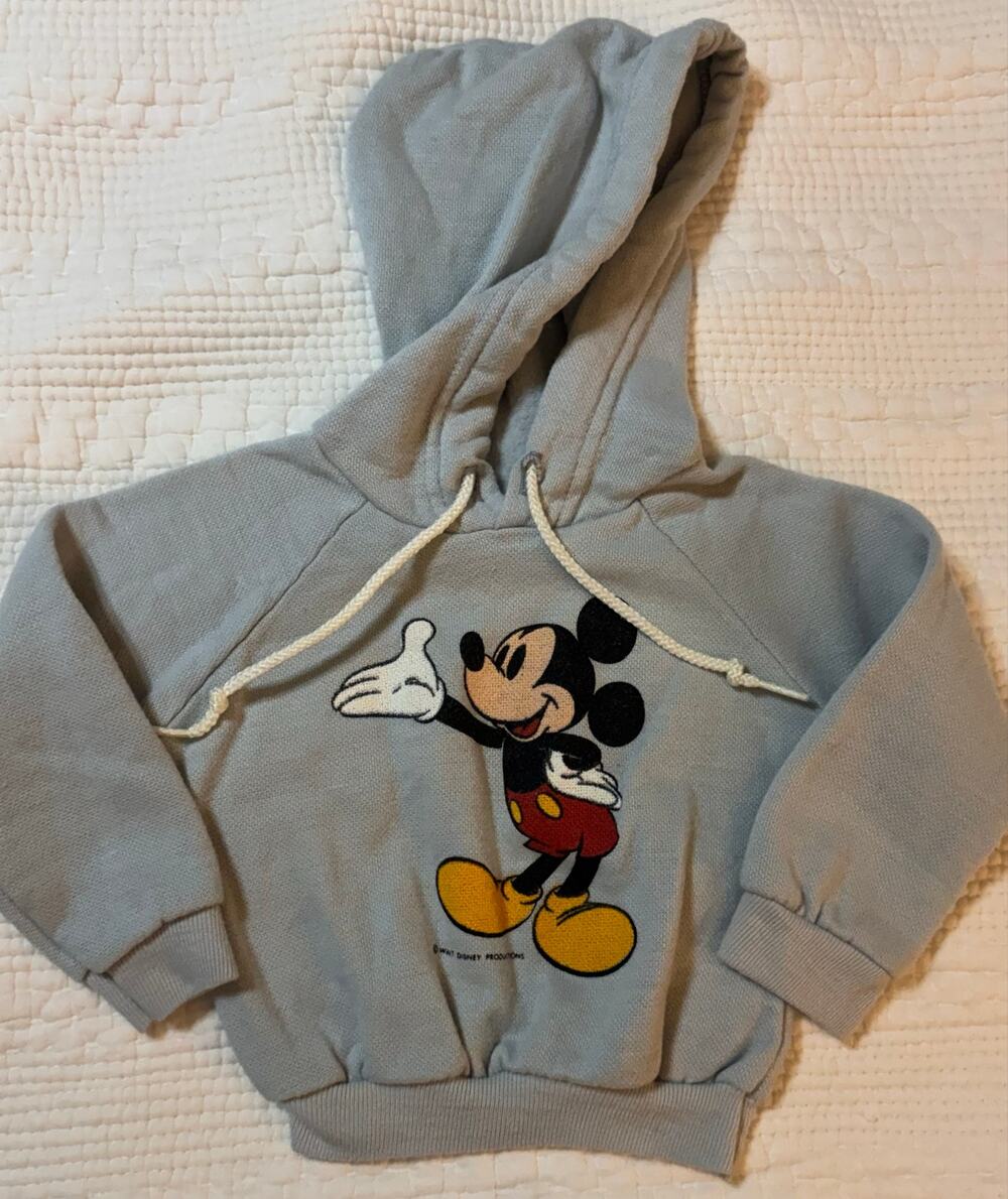 Vintage 1980s Disney by Jog Togs Mickey Mouse Baby Hoodie Gray Flawless 12M